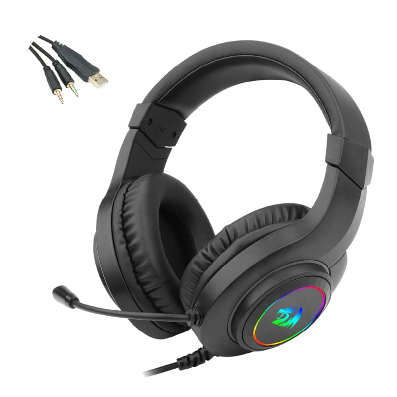 REDRAGON Over-Ear HYLAS Aux (Mic and Headset)|USB (Power Only)
RGB Gaming Headset - Black